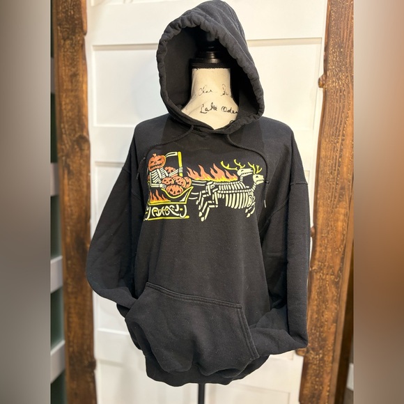 Gildan Other - Gildan Black Hoodie Skeleton Graphic Pullover Sweatshirt Size L Unisex